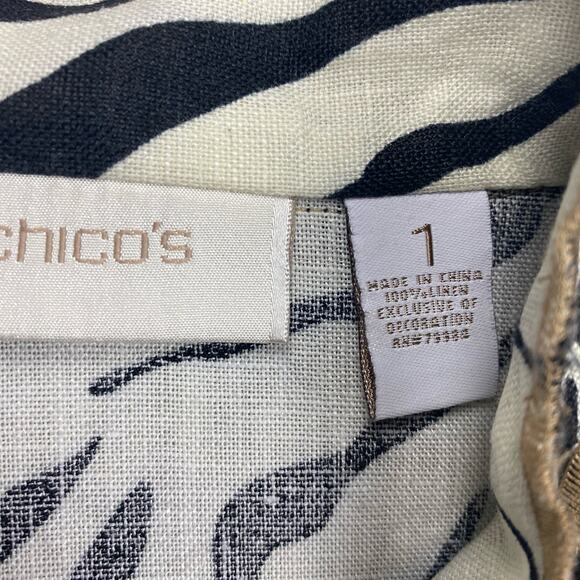 Chico’s jacket women’s L cardigan open Lagenlook geometric zebra boho‎ bold - Picture 8 of 11